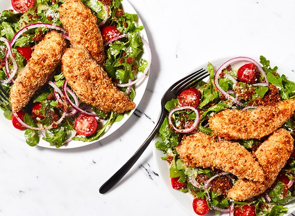 Seed-Breaded Chicken with Arugula