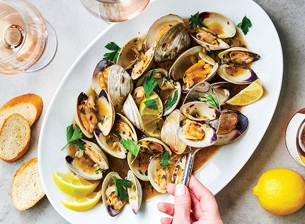 Steamed Clams with Garlic, Lemon, and Brown Butter