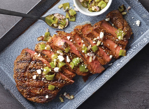 Grilled Steak with Pepper Relish