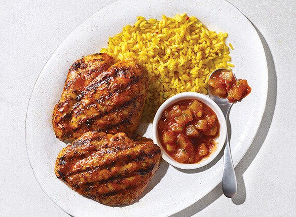 Sriracha Barbecue Chicken with Mango Salsa