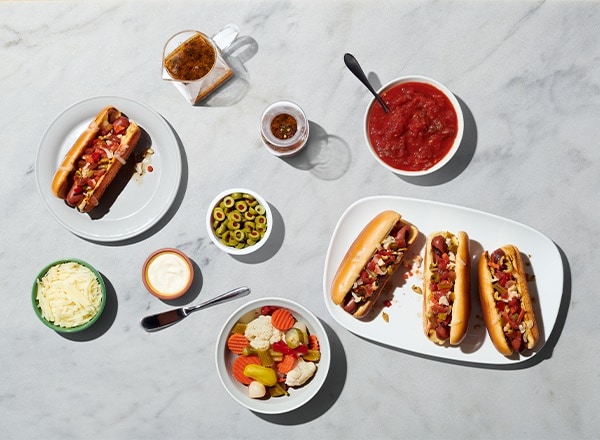 Muffaletta-Style Hot Dogs