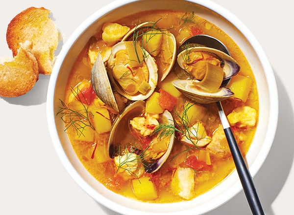 Bouillabaisse with Crusty Baguette Slices