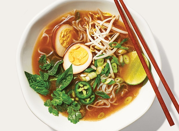 Shirataki Noodle Pho with Soy Marinated Egg