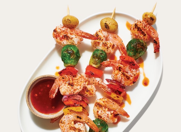 Grilled Shrimp and Vegetable Kabobs with Tiger Sauce