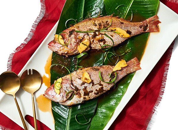 Poached Whole Fish with Ginger and Green Onions