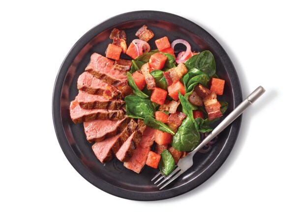Warm Watermelon and Bacon Salad