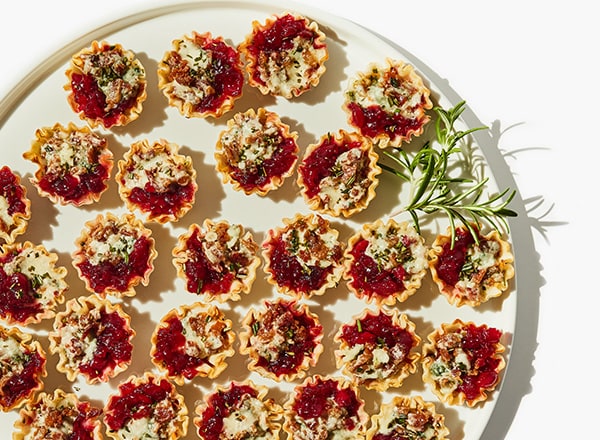 Cranberry, Gorgonzola, and Bacon Phyllo Cups