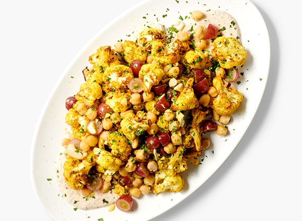 Air Fryer Roasted Curried Cauliflower–Chickpea Salad