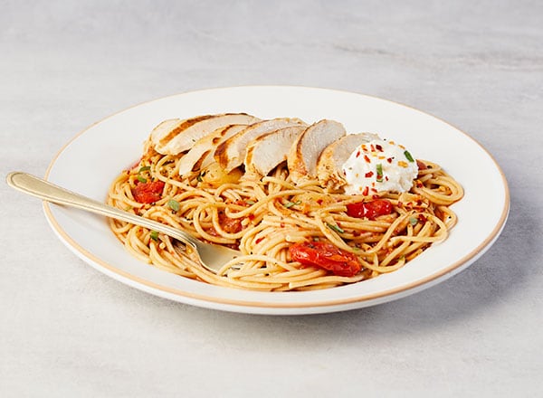Pasta with Pan-Roasted Tomato Sauce and Chicken