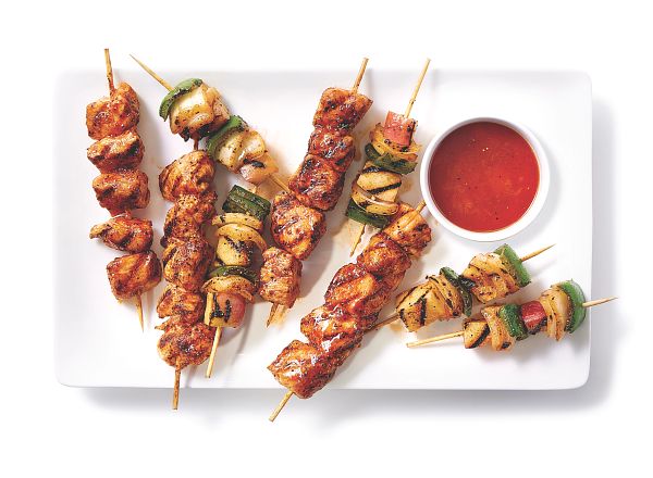 Spicy Chicken and Peach Skewers