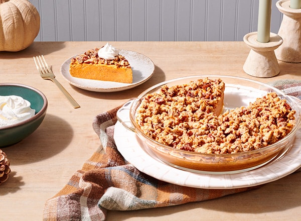 Crustless Pumpkin Pie with Almond-Pecan Streusel