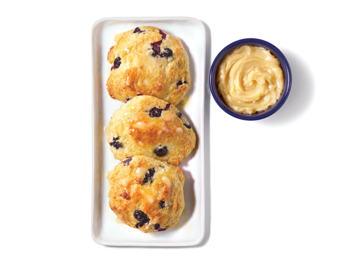 Blueberry Biscuits with Hot Honey Butter