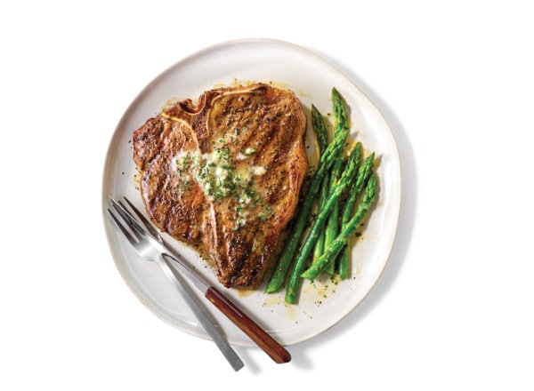 Reverse Seared Porterhouse with Parmesan-Herb Compound Butter