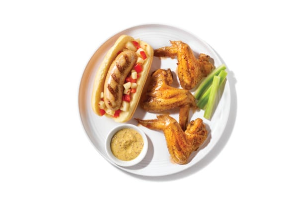 Hot Honey Chicken Wings and Grilled Sausage Hoagies with Apple Relish