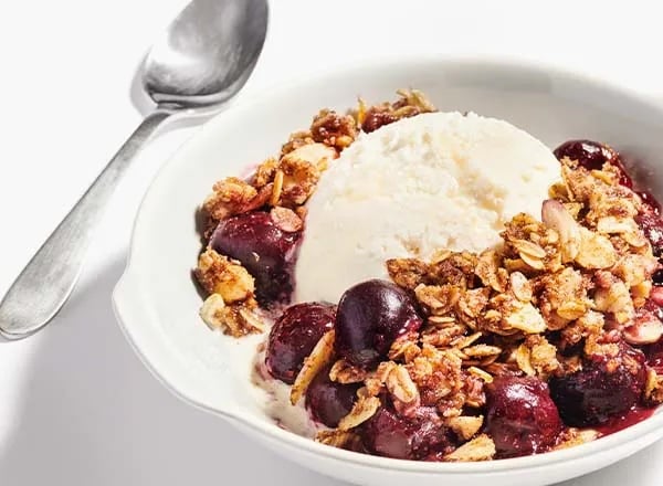 Cherry-Almond Crisp with Frozen Yogurt