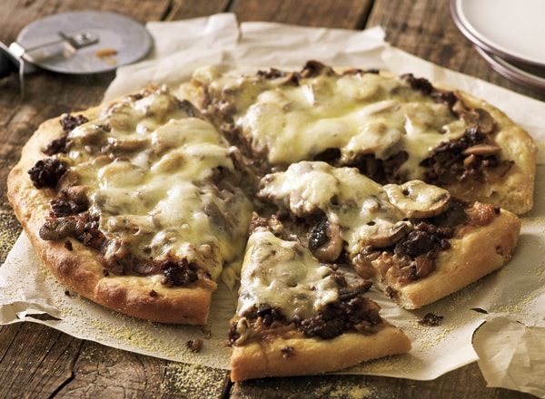 Mushroom Swiss Burger Pizza