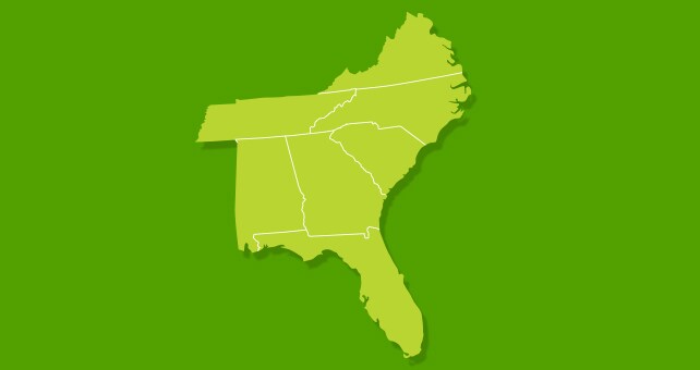 Map of Southeast states