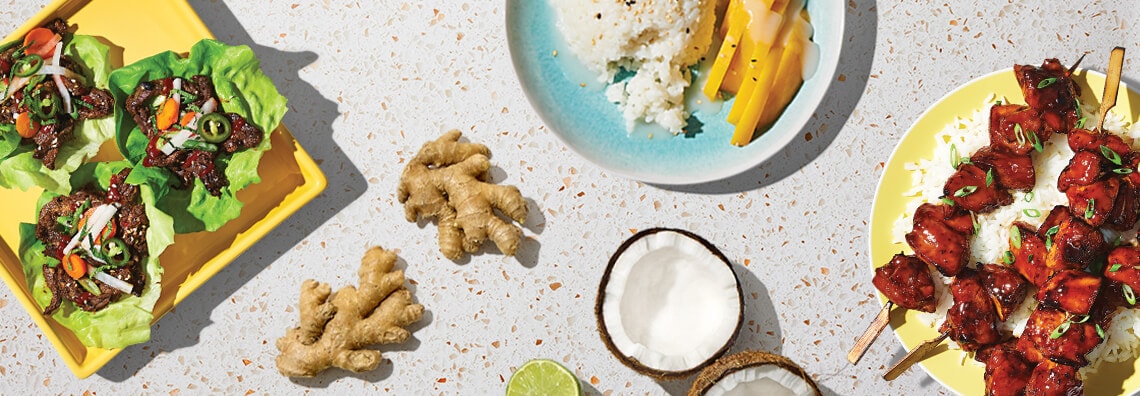 Variety of asian and island foods 