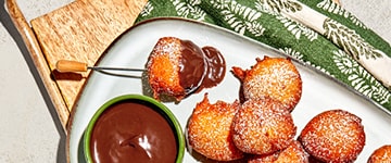 Banana Fritters with Chocolate Rum Sauce