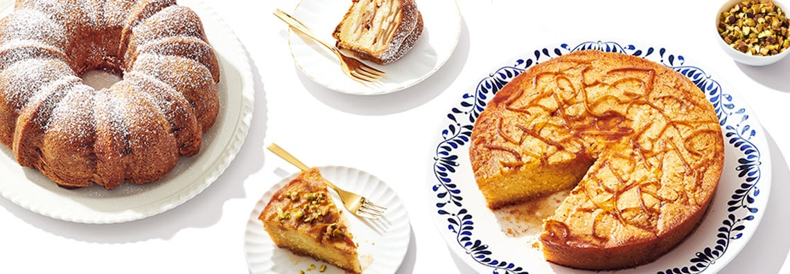 Classic apple cake and orange-honey cake