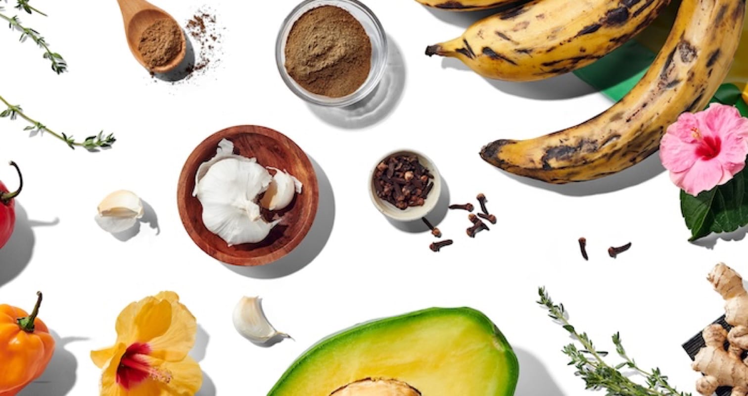 collection of Jamaican ingredients and spices  