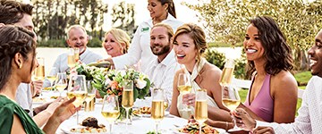 bridal party with champagne
