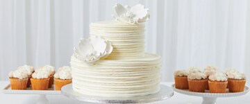 Wedding cake and cupcakes