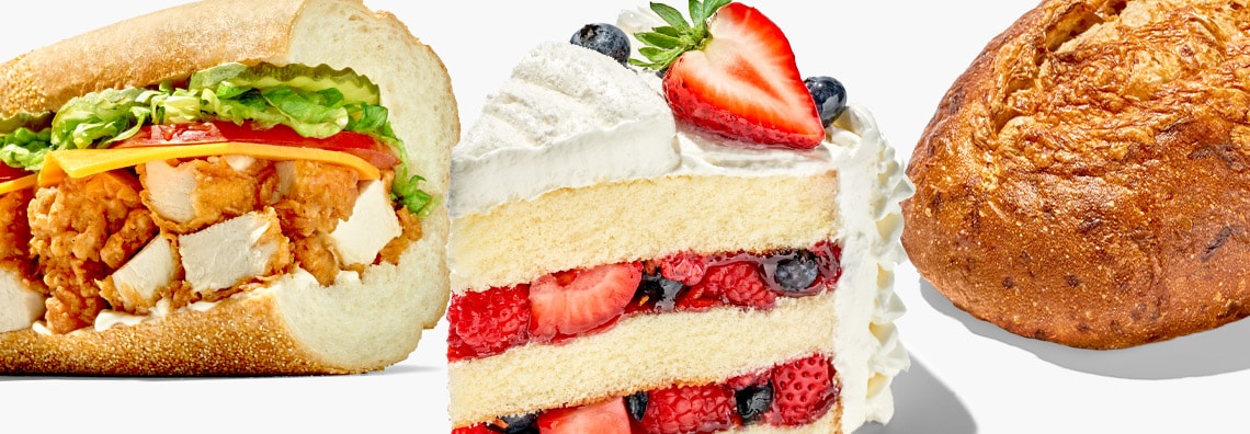 Chicken Tender Sub, Chantilly Cake and Tutto bread.