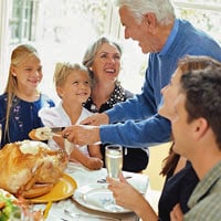 family with turkey