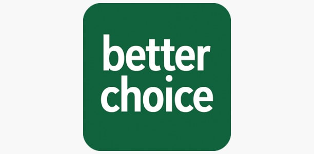 Square green Better Choice icon on a grey background