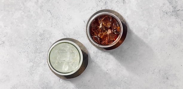 two drinks on a countertop 