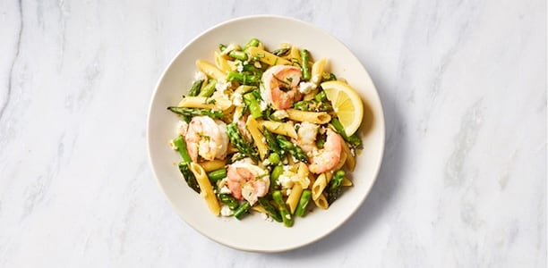 past with shrimp and asparagus 