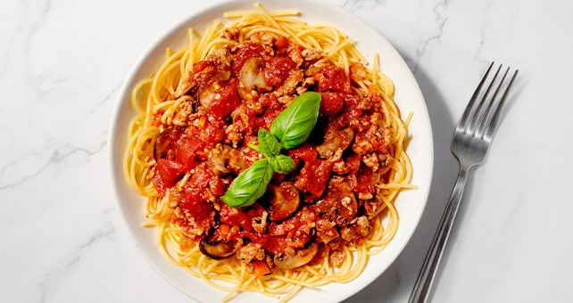 Chicken Bolognese over Pasta