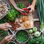 table of fresh vegetables