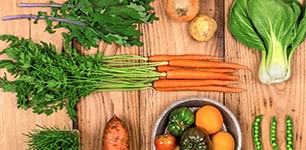 table of fresh vegetables