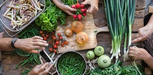 table of fresh vegetables