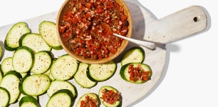 Roasted Pepper-Zucchini Bruschetta