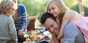 Family dining outside