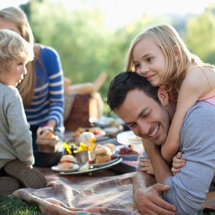 Family dining outside