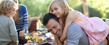 Family dining outside