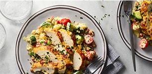 Spiced Yogurt Chicken with Creamy Vegetable Salad