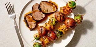 Grilled Kentucky barbecue style pork and vegetables 