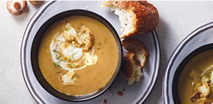 Mediterranean cauliflower mushroom soup