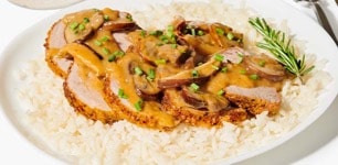 Pork with Chunky Mushroom Gravy