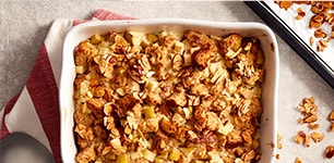 maple apple almond bread pudding