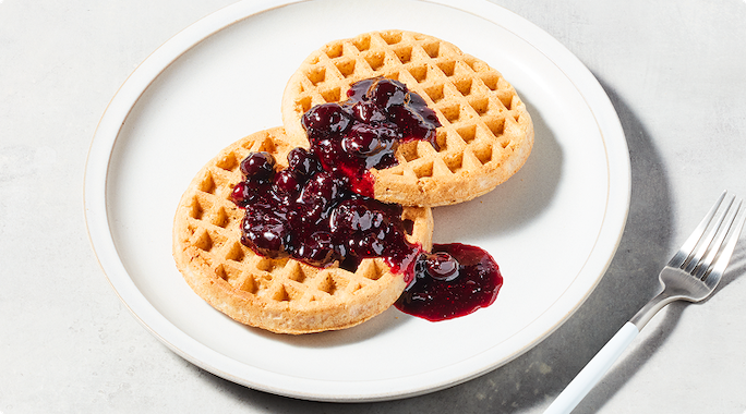 waffle with blueberry syrup 