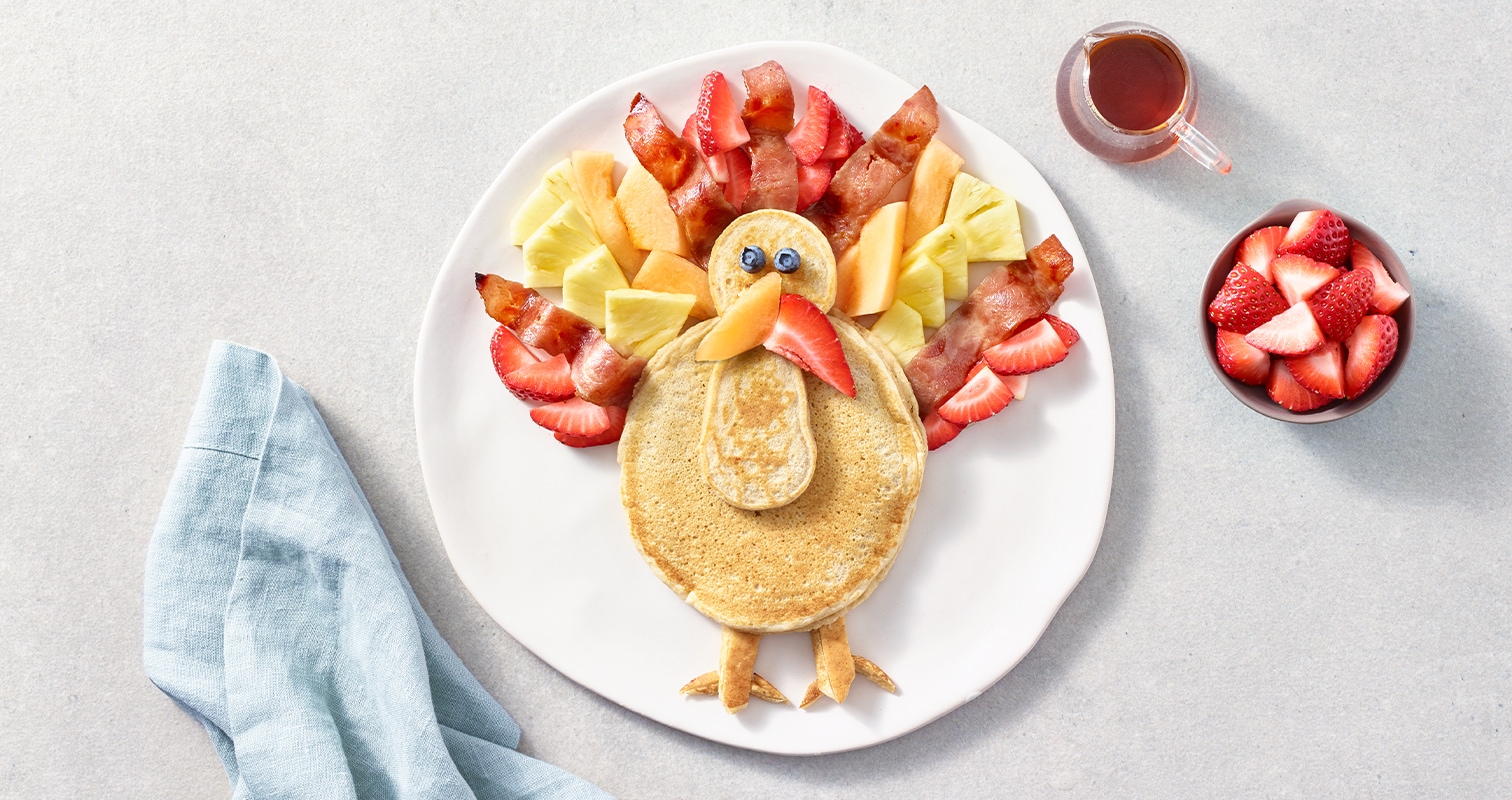 Turkey-shaped Pancakes on a plate