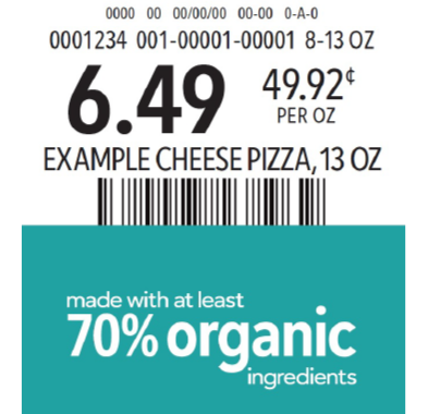 made with at least 70% organic ingredients 