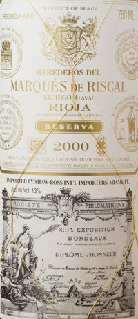 Marques de Riscal wine bottle label