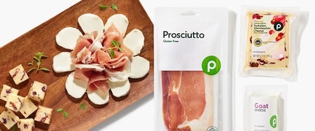 Publix Goat Cheese and Publix Imported Yorkshire Wensleydale with Cranberries paired with Publix Prosciutto